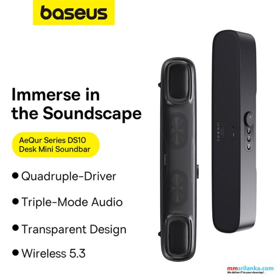 Baseus AeQur DS10 Mini Soundbar Cluster Black (RGB lights, USB audio connection, Tripple Sound effect) (6M)